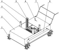 一种步行式地轮驱动的自动铺盘装置及其铺盘方法